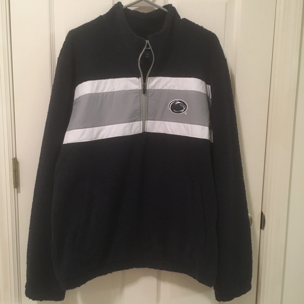 Penn State University Warm Fuzzy Fleece Lined 1/4 Zip Pullover Sweatshirt Mens L